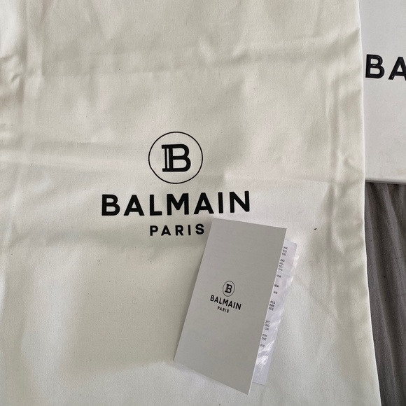 BALMAIN - White leather heel sandals with gold B Details - scuffed - Picture 4 of 6